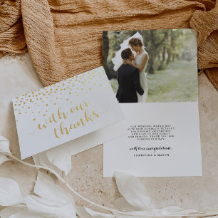 Med vårt tack, Bröllop Photo Gold Foil Tack Folierat Kort