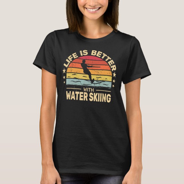 med Vatten Skiing retro manar vattenskift T Shirt (Framsida)