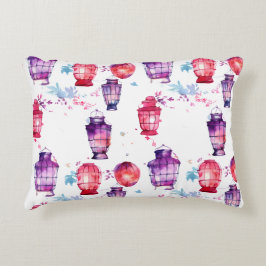  med vattenfärgen Stil i Lanternor Prydnadskudde