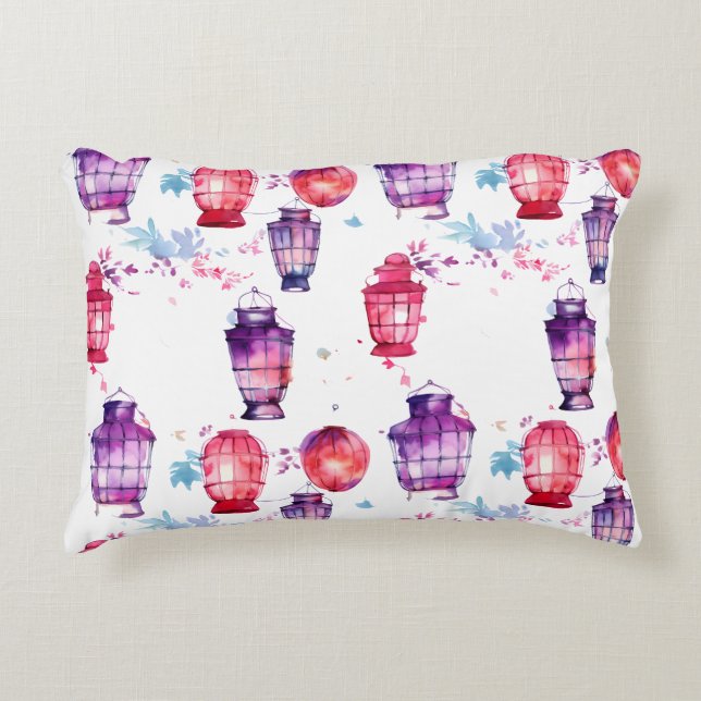  med vattenfärgen Stil i Lanternor Prydnadskudde (Framsidan)