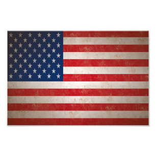 Med Vintage Grunge Stil American Flagga Photo Prin Fototryck