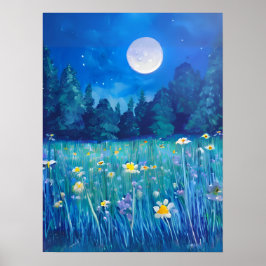 Meda och skog under en hel måne poster