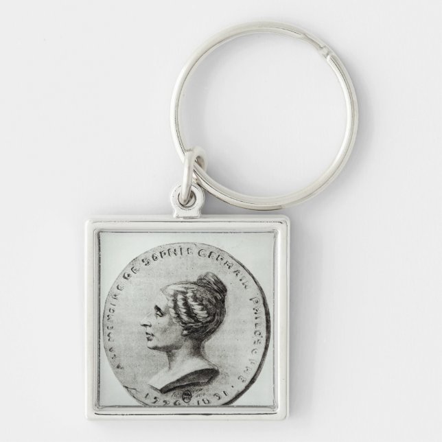 Medalj som visar Sophie Germain Fyrkantig Silverfärgad Nyckelring (Framsidan)