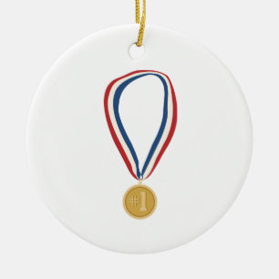 Medaljen Guld Julgransprydnad Keramik