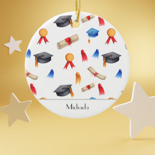 Medaljer och Studentmössa Student jul Julgransprydnad Keramik