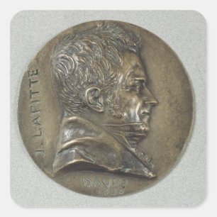 Medaljong med ett porträtt av Jacques Lafitte Fyrkantigt Klistermärke