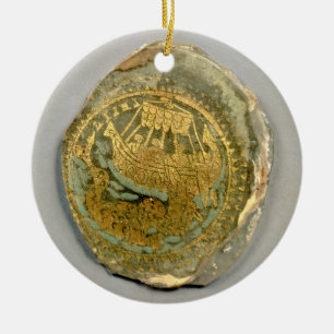 Medaljong som visar Jonah och val, romare, 4t Julgransprydnad Keramik