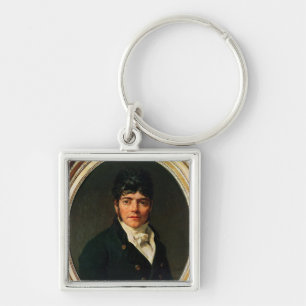 medaljongporträtt av Comten Esteve, 1804 Fyrkantig Silverfärgad Nyckelring