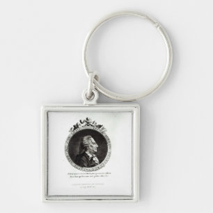 Medaljongporträtt av Giacomo Casanova, ålder 63 Fyrkantig Silverfärgad Nyckelring
