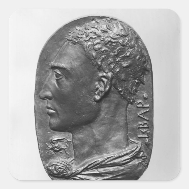 Medaljongsjälvporträtt Fyrkantigt Klistermärke (Framsida)