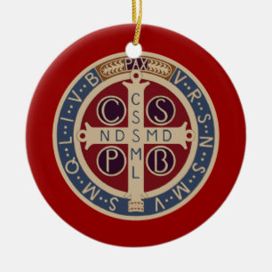 Medaljprydnad för St. Benedict Julgransprydnad Keramik