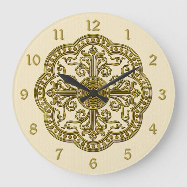 Medallion Clock Cream i baroque Stil Stor Klocka (Framsida)