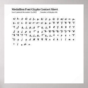 Medallion Font Glyphs Kontakta Lakan Poster
