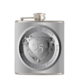 Medallion för 25:e Silver-årsdagen för Bröllop Fickplunta