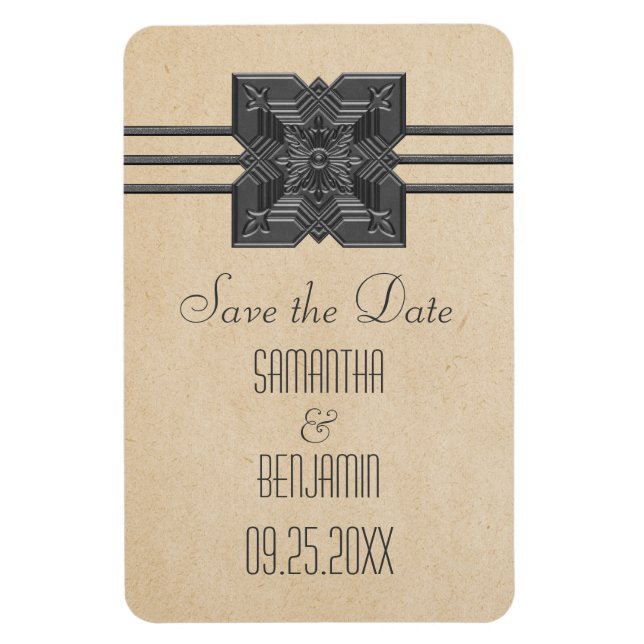 Medallion Gräns Spara datum magneter, Beige Magnet (Vertikal)