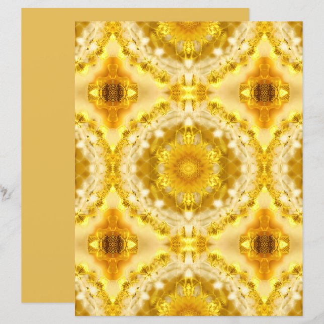 Medallion i Mustard Golden Gult Batik Mönster (Fram/baksida)