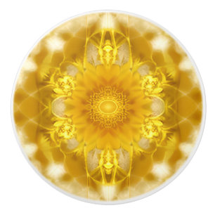Medallion i Mustard Gult Batik Mönster Knopp