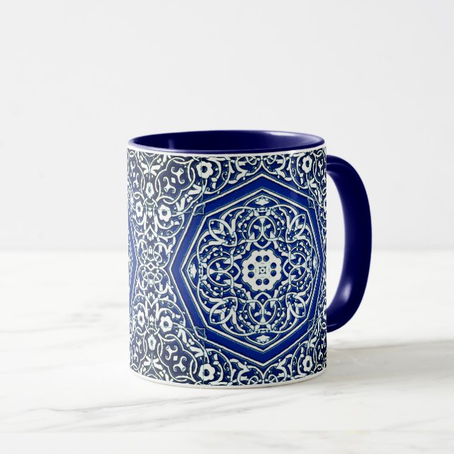 Medallion i Persian Tile Mönster - Blue and White Mugg (Framsida höger)