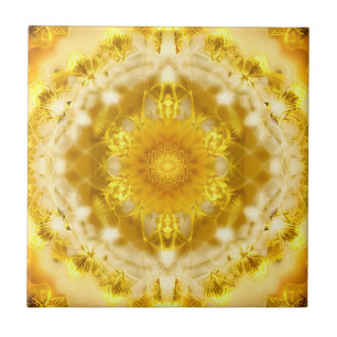 Medallion Mönster i Mustard Gult Batik Mönster Kakelplatta