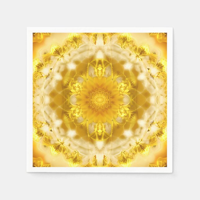 Medallion Mönster i Mustard Gult Batik Mönster Pappersservett (Framsidan)