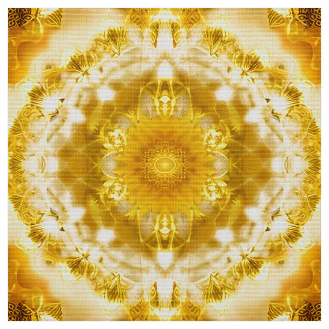 Medallion Mönster i Mustard Gult Batik Mönster Tyg (Provkarta)