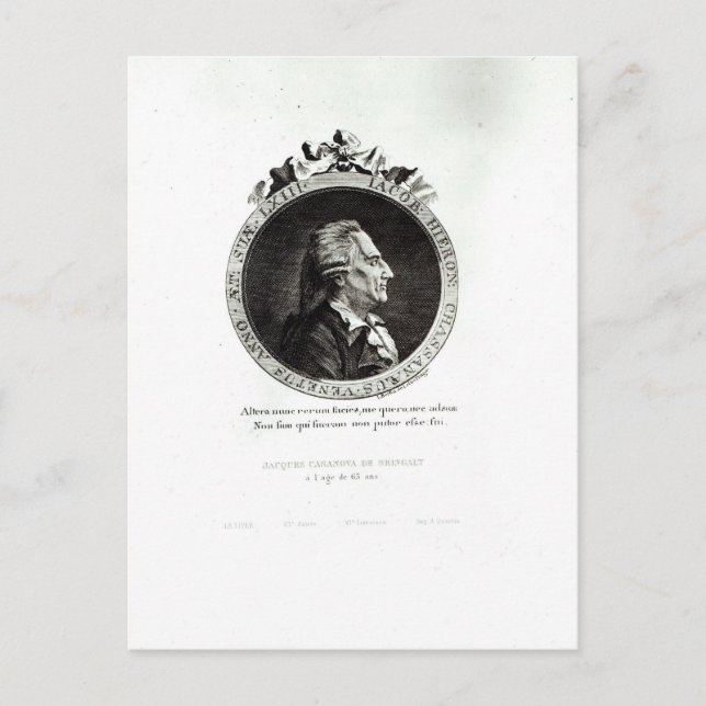 Medallion Porträtt, Giacomo Casanova, 63 år Vykort (Framsida)