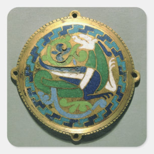 Medallion som skildrar en drake, Fransk, från Conq Fyrkantigt Klistermärke