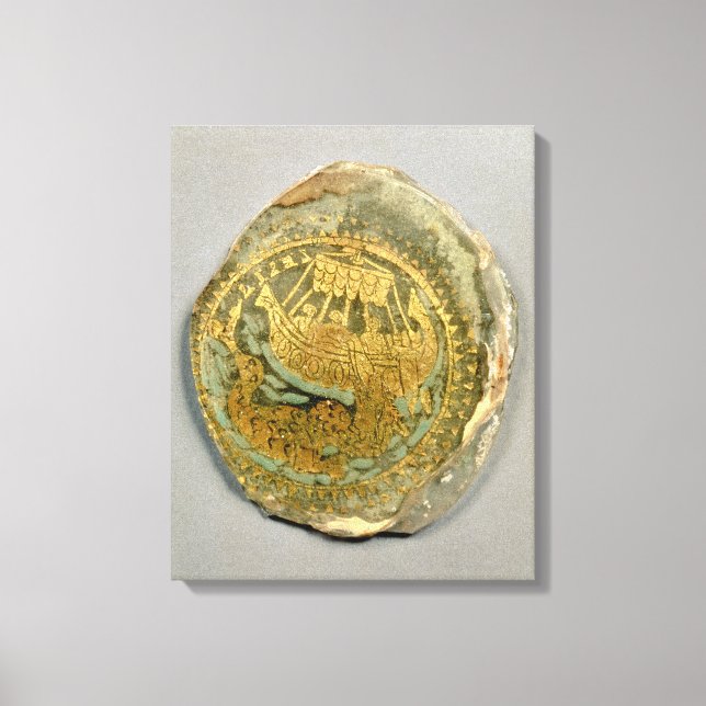 Medallion som skildrar Jonah och val, romerska, 4t Canvastryck (Framsida)