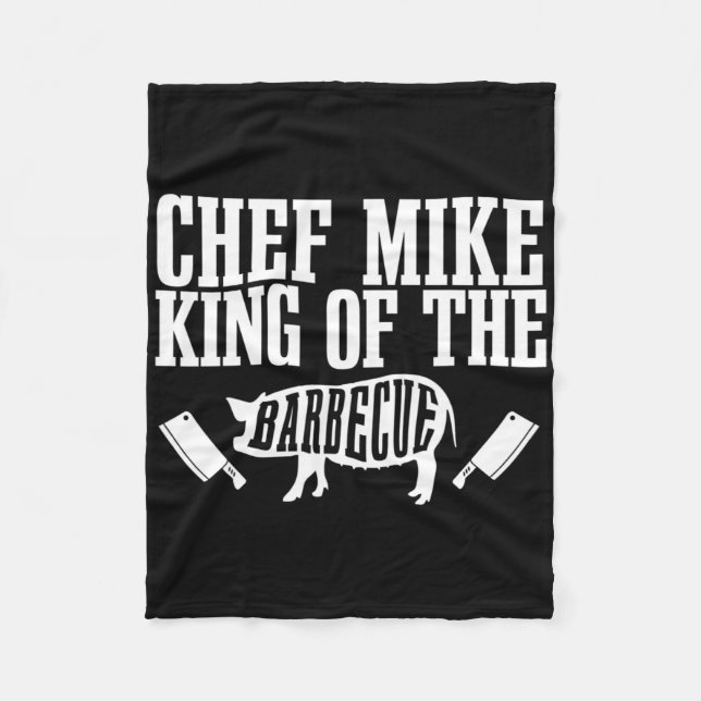 Medan Chef Mike är grillkung BBQ grillning Fleecefilt (Framsidan)