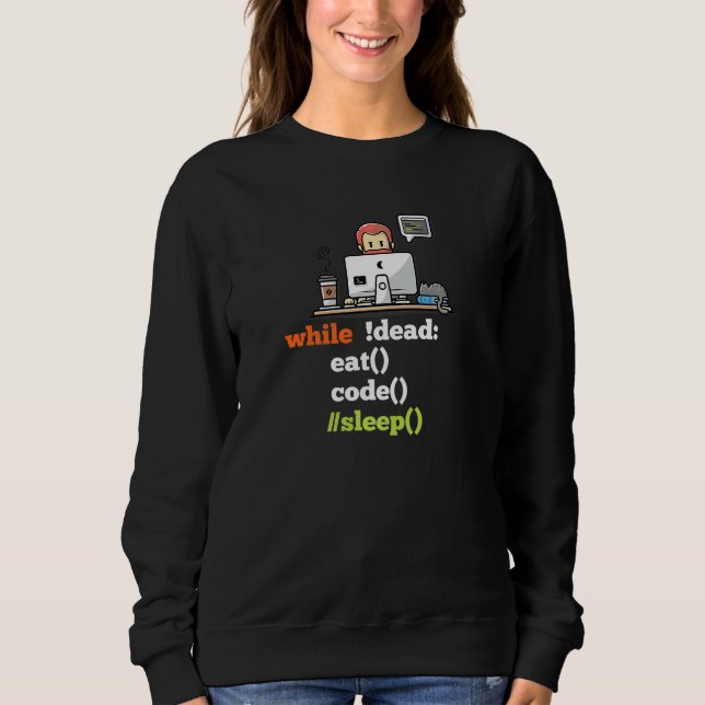 Medan Död Ät Kod Sova Programmerare Utvecklare Mju T Shirt (Framsida)