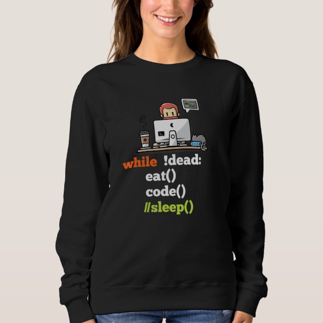 Medan Död Ät Kod Sova Programmerare Utvecklare Mju T Shirt (Framsida)