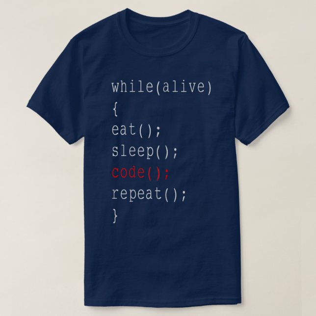 Medan du lever i viloläge, upprepa datorprogram t shirt (Design framsida)