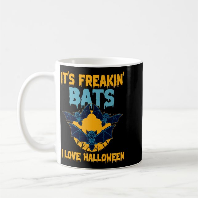 Medan fladdermöss älskar Halloween fullmåne spökli Kaffemugg (Vänster)