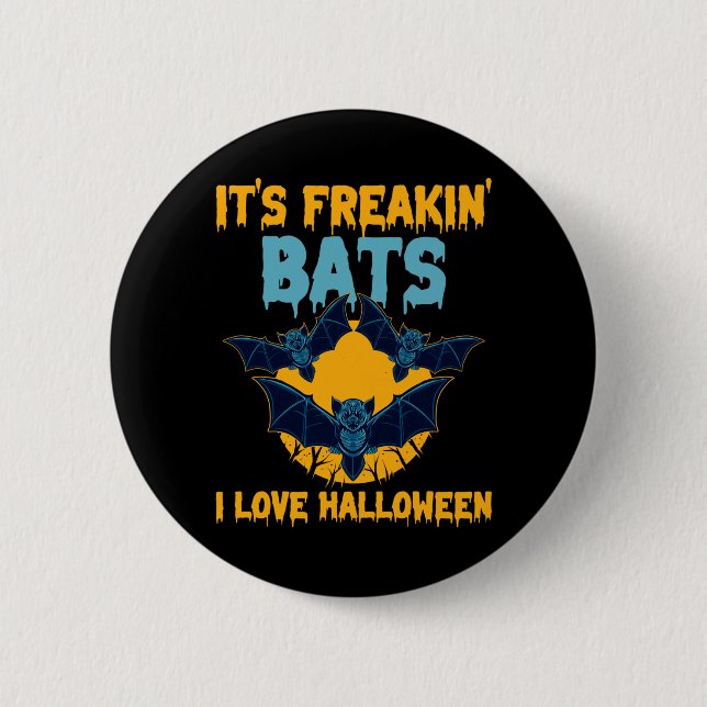 Medan fladdermöss älskar Halloween fullmåne spökli Knapp (Framsida)