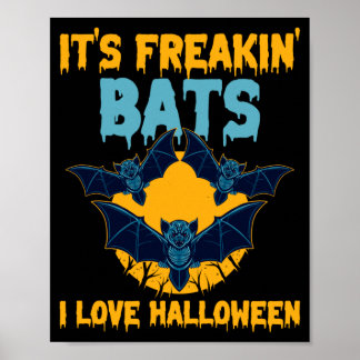Medan fladdermöss älskar Halloween fullmåne spökli Poster