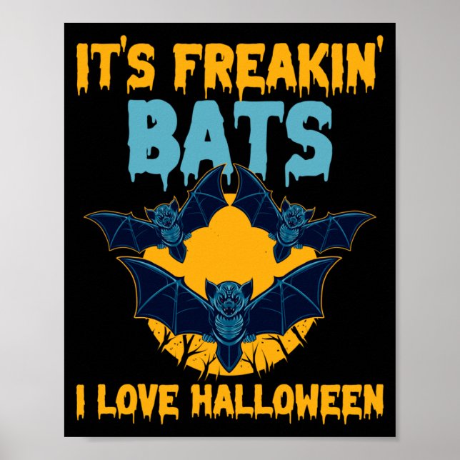 Medan fladdermöss älskar Halloween fullmåne spökli Poster (Framsidan)