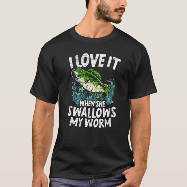 Medan jag älskar det när hon sväljer min mask fisk t shirt (Framsida)