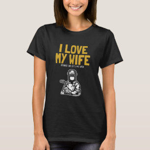Medan jag älskar min fru Svetsare Inspektör Tig Ta T Shirt