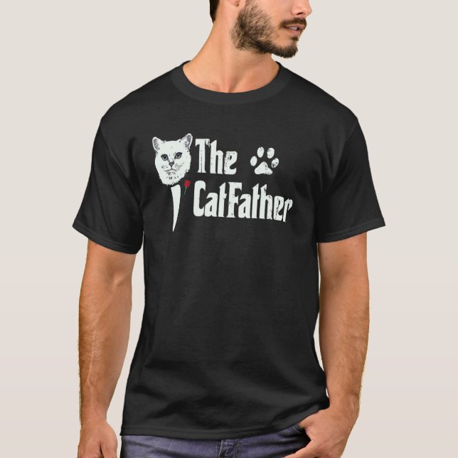Medan kattfadern Kattfar Katt Far Katt T Shirt (Framsida)