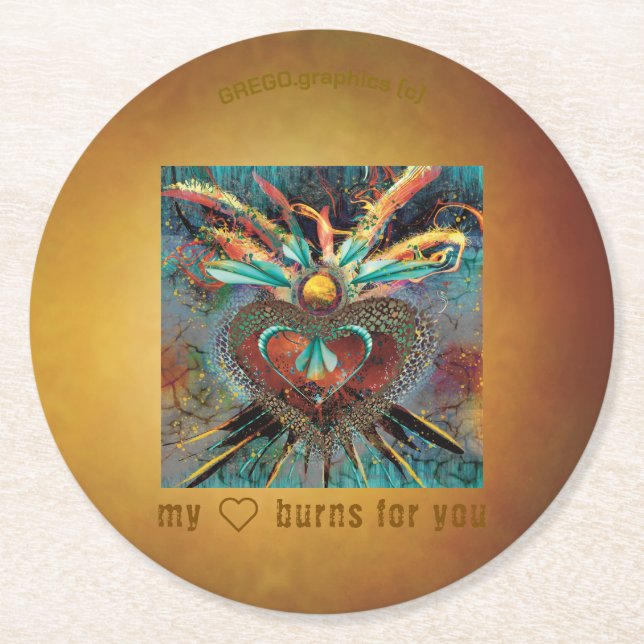 Medan mitt hjärta brinner för dig - jag kusten. underlägg papper rund (Framsidan)