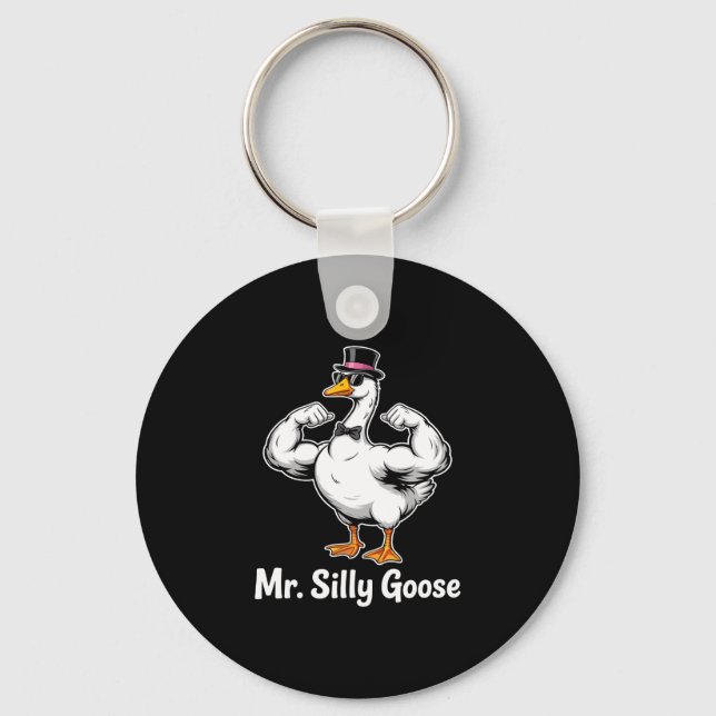 Medan mr silly goose brudgum för att vara bröllopp nyckelring (Framsida)