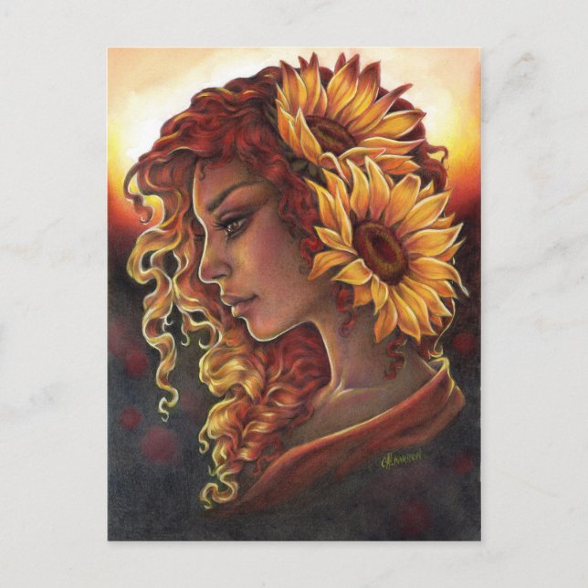 Medan solblommor Bloom Vykort (Framsida)