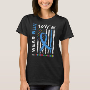 Medans jag bär blått för min fru Autism Medvetenhe T Shirt