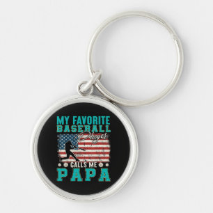 Medans min favoritbasebollspelare kallar mig pappa rund silverfärgad nyckelring
