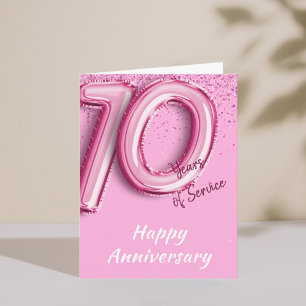Medarbetarårsdag, 10 års PinkBalloon-kort Inbjudan