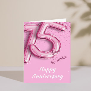 Medarbetarårsdag, 15 år, PinkBalloon-kort Inbjudan