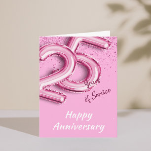 Medarbetarårsdag, 25 år, PinkBalloon-kort Inbjudan