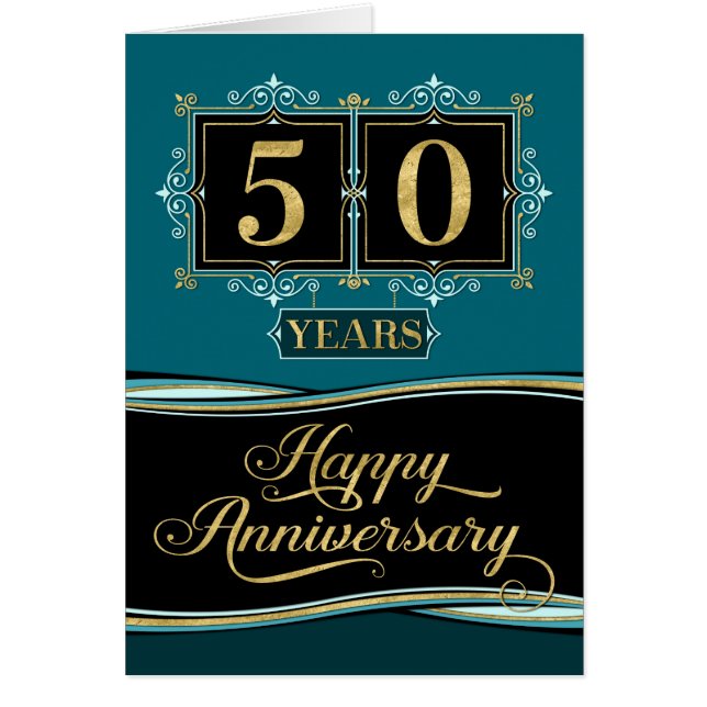 Medarbetarårsdag 50 år dekorativ formell jade hälsningskort (Framsidan)