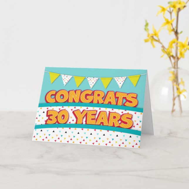 Medarbetare 30-årsdag Roligt Bright Bunting Card Kort (Gul blomma)