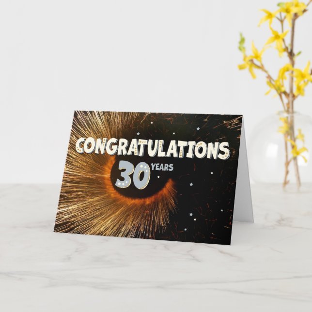Medarbetare 30-årsdag Swirl och Stars Kort (Gul blomma)